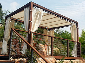 Gazebo in legno da giardino e tarrazzo con coperture in legno o pvc